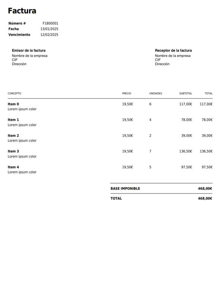 Invoice Spain