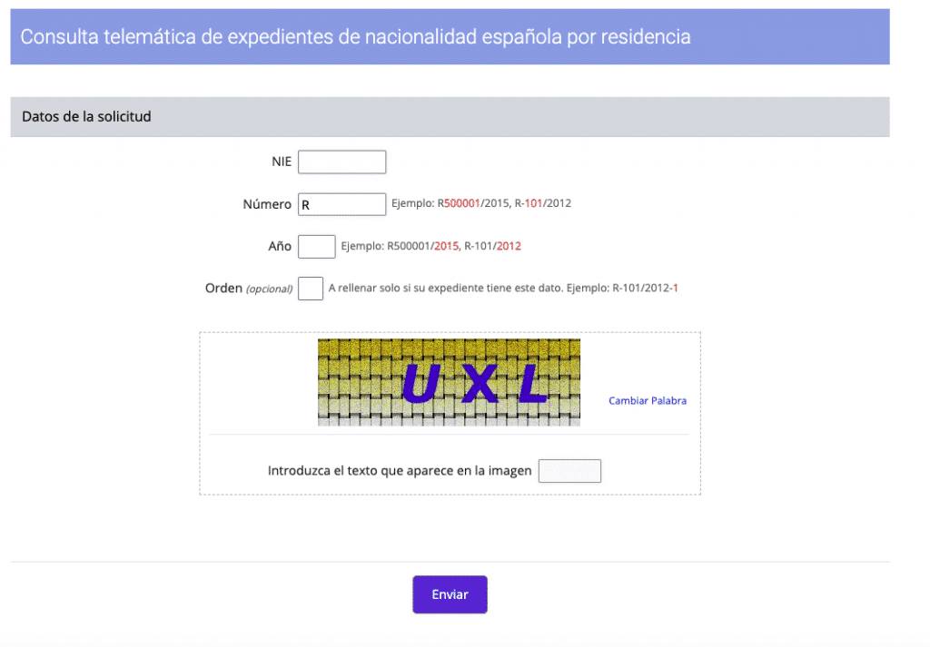 check nationality application in spain